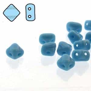 Czech Silky 2-Hole Beads "Mini" 5x5mm - MiniCZS-63030 - Blue Turquoise - 40 Bead Strand