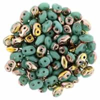 MiniDuo-A6313 - MiniDuo 2x4mm : Turquoise Green Capri Gold - 25 Count