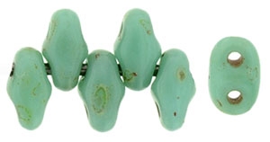 MiniDuo-T6313 - MiniDuo 2/4mm : Opaque Turquoise - Picasso - 25 Count