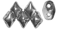 MiniGem-27000 - MiniGem 2-Hole Beads - 3x5mm - Silver - 25 Count