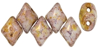 MiniGem-P15695 - MiniGem 2-Hole Beads - 3x5mm - Luster - Opaque Gold/Smoky Topaz - 25 Count