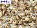 PB-03000-15695 - Czech Piggy Beads 4x8mm - Chalk White Lila Gold Luster - 25 Beads