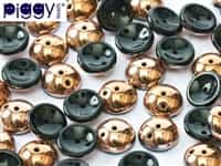 PB-23980-27101 - Czech Piggy Beads 4x8mm - Jet Capri Gold - 25 Beads