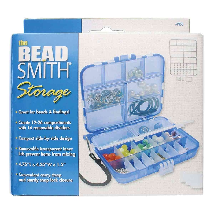 the BeadSmith Blue Mini Travel Box 4.75 x 4.25 x 1.5