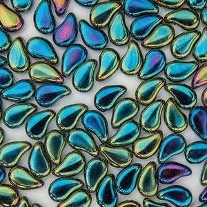 [ 6-1-F-3 ] PD8523980-21455 - PaisleyDuo 8x5mm - Jet Green Iris - 25 Count