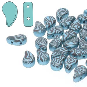 PD8523980-25019CL - PaisleyDuo 8x5mm - Jet/Turquoise Laser Contour - 25 Count