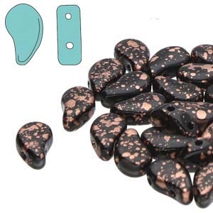 PD8523980-94412 - PaisleyDuo 8x5mm - Jet Copper Splash - 25 Count