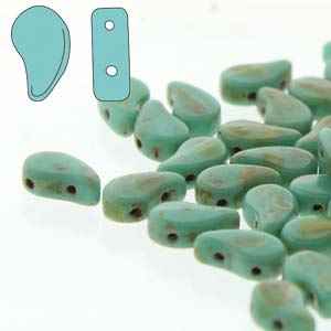 [ 2-2-B-3 ] PD8563130-86805 - PaisleyDuo 8x5mm - Green Turquoise Travertine - 25 Count