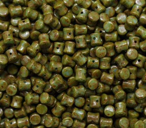 Preciosa Pellet Beads 4x6mm - PE63030-86805 Turquoise Dark Travertin - 25 Beads