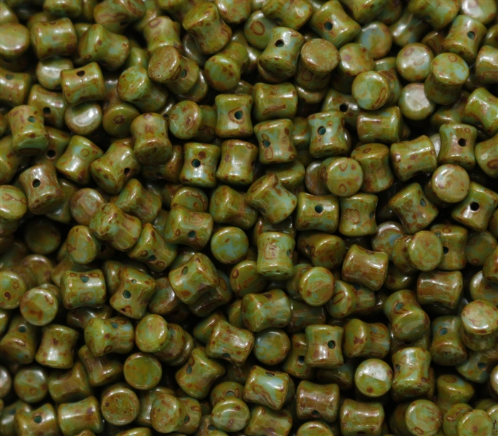 Preciosa Pellet Beads 4x6mm - PE63030-86805 Turquoise Dark Travertin - 25 Beads