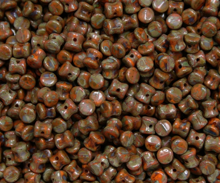 Preciosa Pellet Beads 4x6mm - PE93120-86800 - Opaque Hyacinth Travertin - 25 Beads
