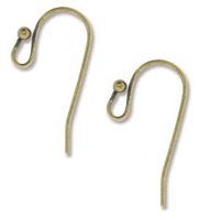 Antique Brass Plated 27mm  Hook Ear Wires with 2mm Ball - 1 Pair