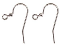 Silver Plated 25mm Ear Wire with 2mm Bead - 1 Pair
