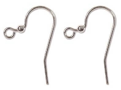 Silver Plated 25mm Ear Wire with 2mm Bead - 1 Pair