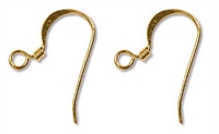 Gold Plated 18mm Ear Wire with Coil - 1 Pair