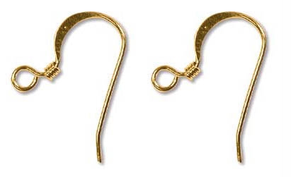 Gold Plated 18mm Ear Wire with Coil - 1 Pair