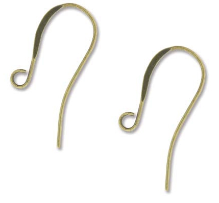 Antique Brass Plated 26mm  Hook Ear Wires  - 1 Pair