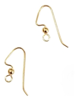 Gold Plated 22mm Ear Wire with 3mm Bead - 1 Pair
