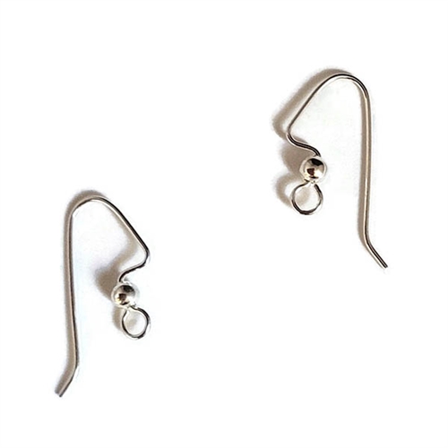 Silver Plated 22mm Ear Wire with 3mm Bead - 1 Pair