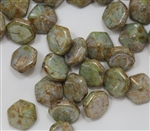 Pyramid Hex Two Hole Beads - PYH12-02010-15657 - White Pistachio - 1 Bead