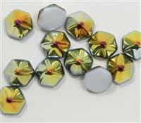 12mm Pyramid Hex Two Hole Beads - PYH12-02020-28001 - White Marea - 1 Bead