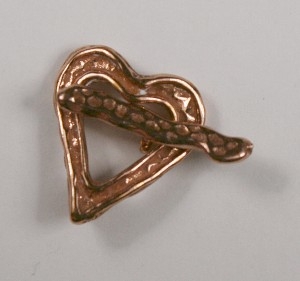 Red Bronze Heart Toggle Clasp