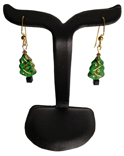 Red Panda Beads Emerald Christmas Tree Earrings Kit