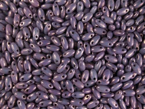 Antique Lila Vega Luster Czech Rizo Seed  Beads - 8 Grams