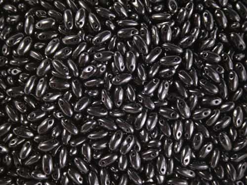 Jet Czech Rizo Seed  Beads - 8 Grams