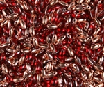 Red Capri Gold Czech Rizo Seed  Beads - 8 Grams