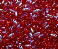Red AB Czech Rizo Seed  Beads - 8 Grams