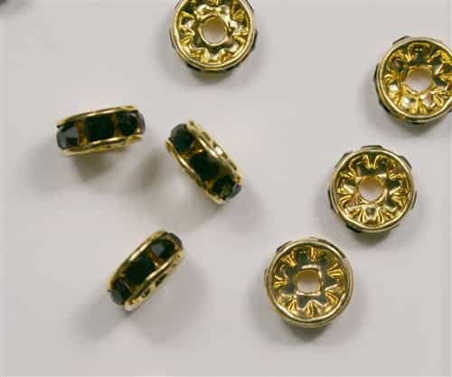 Czech Rhinestone Rhondell - 8mm Gold/Jet