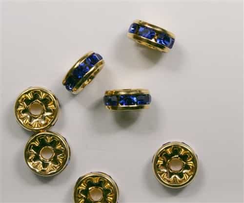 Czech Rhinestone Rhondell - 8mm Gold/Sapphire