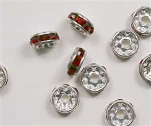 Czech Rhinestone Rhondell - 8mm Silver/Siam