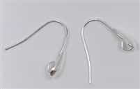 SPB17MMFTD - Silver Plated Brass 17mm Fishhook Earwires with Tear Drop - 1 Pair