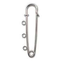 17 x 52mm Nickel Plated Safety Pin with 3 Holes - Sold Individually