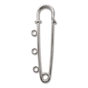 17 x 52mm Nickel Plated Safety Pin with 3 Holes - Sold Individually