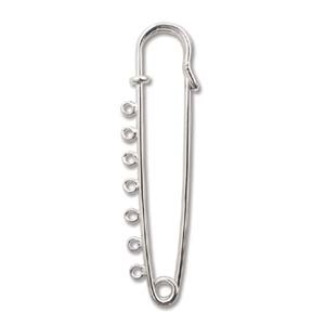 17 x 52mm Nickel Plated Safety Pin with 7 Holes - Sold Individually