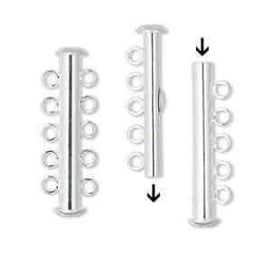 Silver Plated Brass Slide Locking 5 Strand 31x6mm Clasp