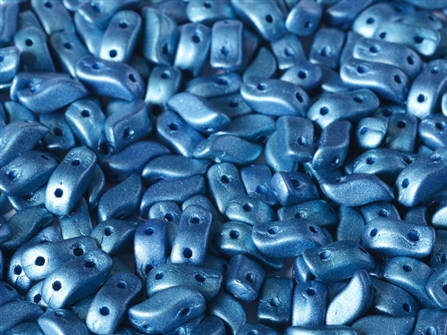 StormDuo-02010-29434 - 3x7mm StormDuo Beads - Alabaster Metallic Sea Blue - 25 Count