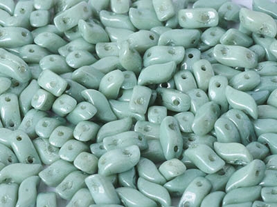 StormDuo-03000-14459 - 3x7mm StormDuo Beads - Chalk White Teal Luster - 25 Count