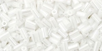 Toho Bugle Beads #1 3mm : TB01-121 - Opaque Lustered White - 10 Grams