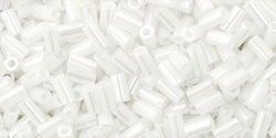 Toho Bugle Beads #1 3mm : TB01-121 - Opaque Lustered White - 10 Grams