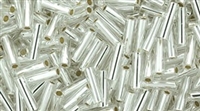 [ 8-1-F-3 ] Toho Bugle Beads #2 6mm : TB02-21 - Silver-Lined Crystal - 10 Grams