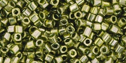 [ 1-1-F-2 ] TC01-457 - Toho 1.5mm Cube - Gold-Lustered Green Tea - 5 Grams