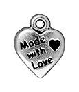 TierraCast : Drop Charm - Made With Love, Antique Silver