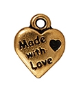 TierraCast : Drop Charm - Made With Love, Antique Gold