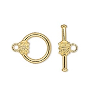 TCAGP14MM - Toggle Clasp - Gold Plated - 14mm Round with Flower