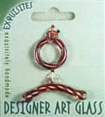 Designer Art Glass Toggle - 26-29mm Garnet w/White Twist