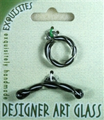 Designer Art Glass Toggle - 26-29mm Jet w/White Twist